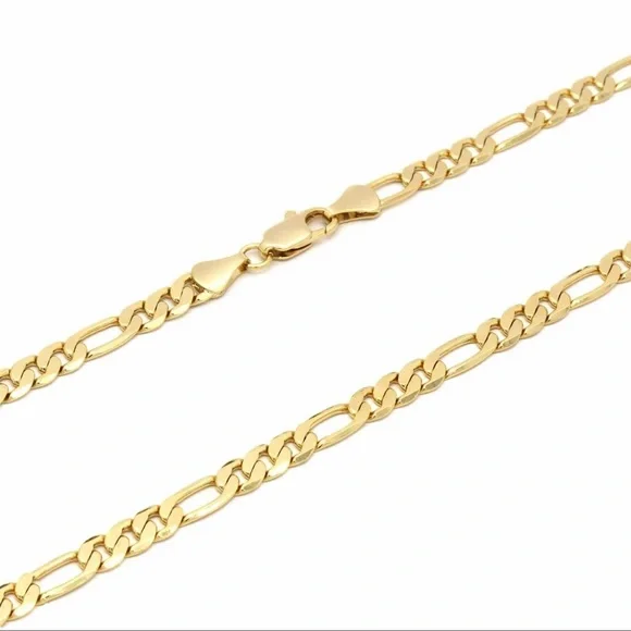 Hip Hop 14K Gold Pt Jesus Anchor Pendant Fully Iced 30 Italy Figaro Chain